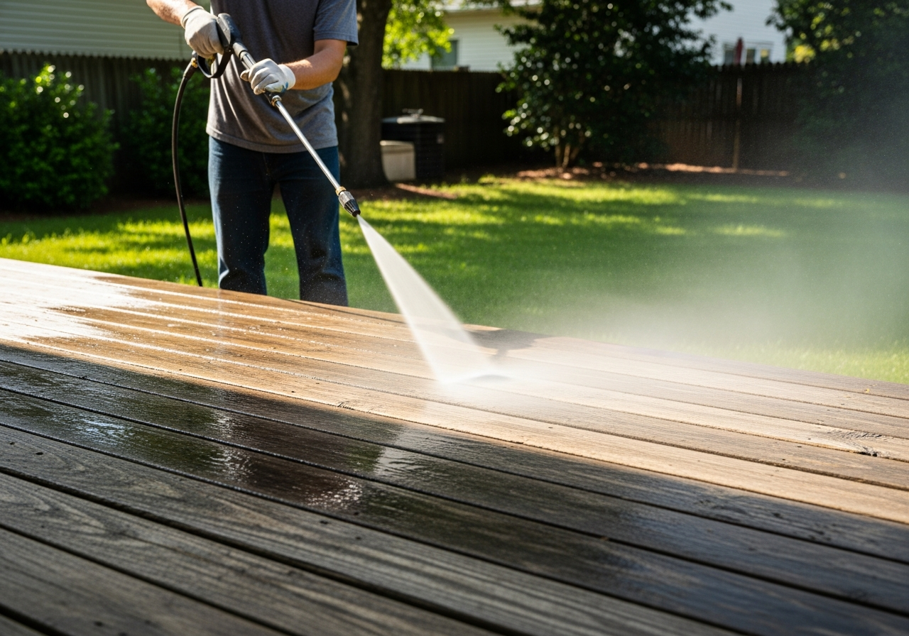Deck cleaning - restored outdoor living space in Raleigh NC